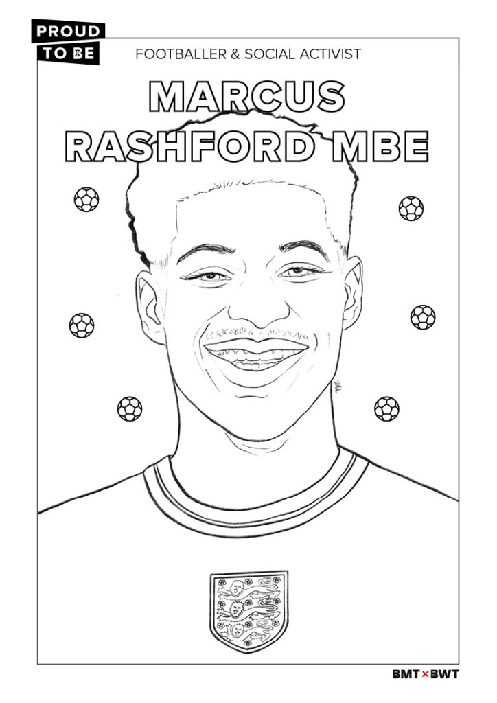 Marcus Rashford MBE colouring sheet – Proud To Be